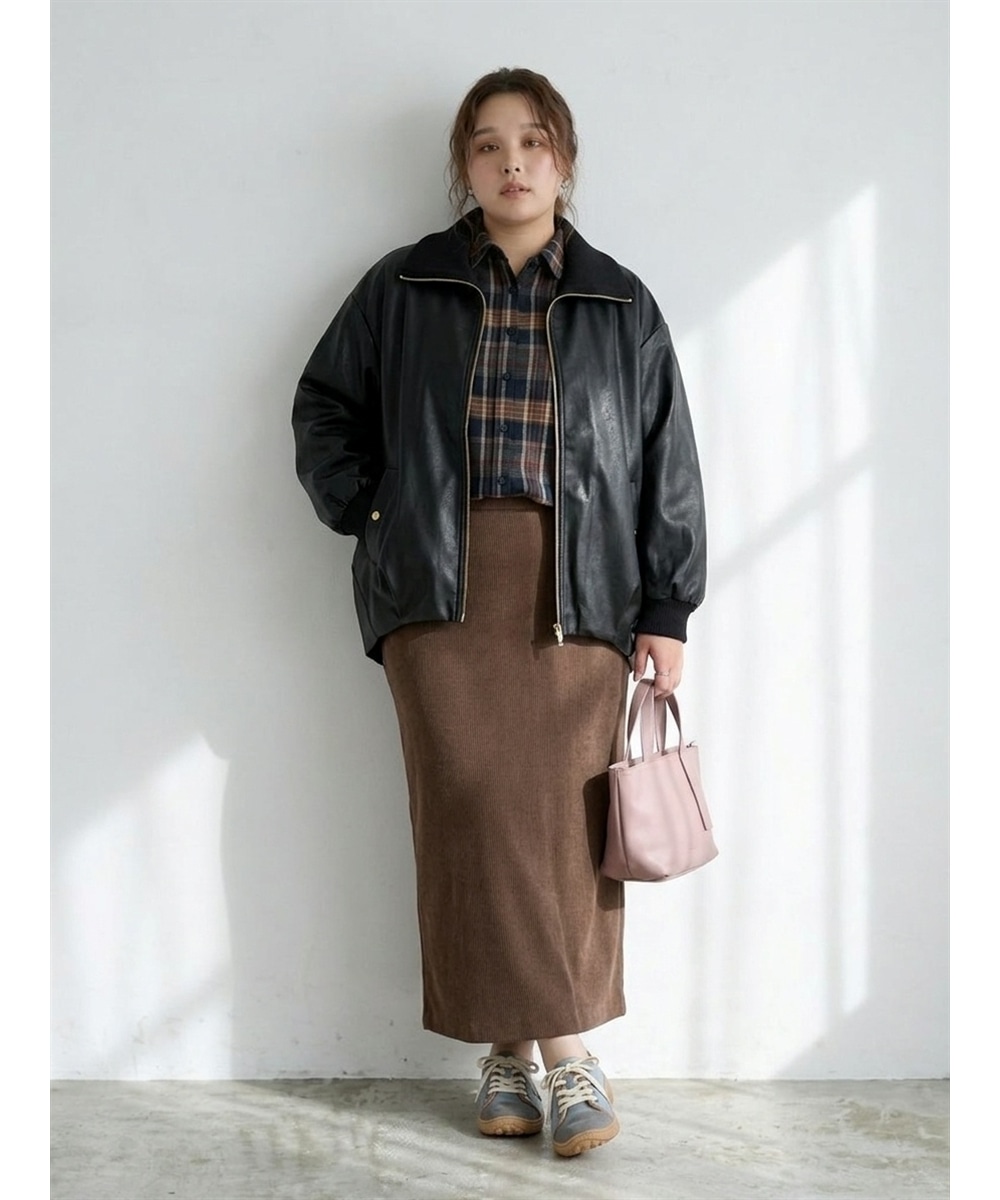 ぽわん袖ゆるシルエットチェックシャツ 大きいサイズ25