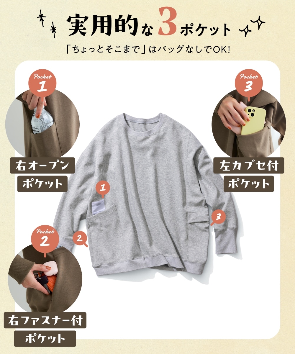 ロゴワッペン付スウェット(大容量ポケット付) 大きいサイズ6