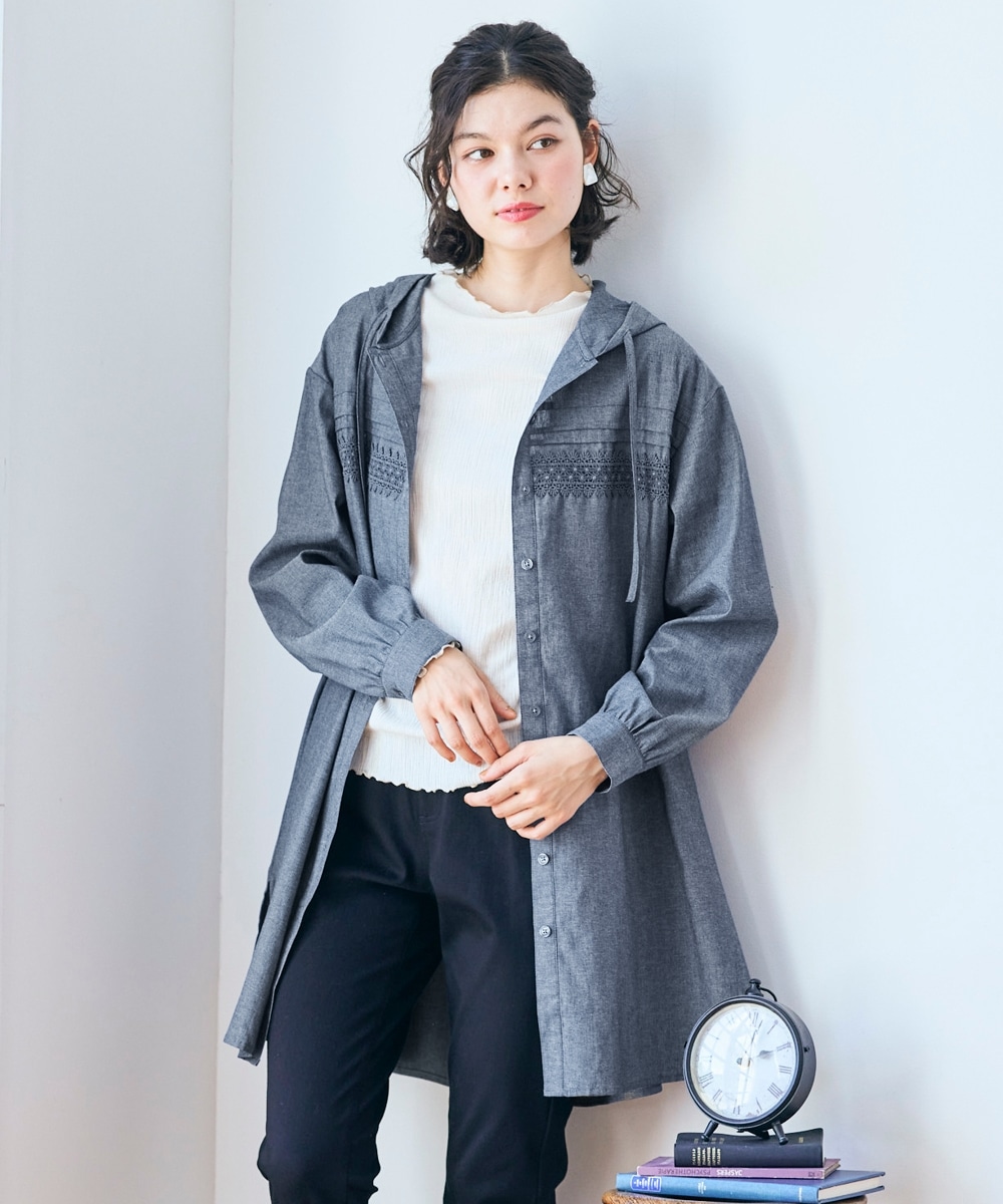 綿100％大人フーディーチュニックシャツ 大きいサイズ