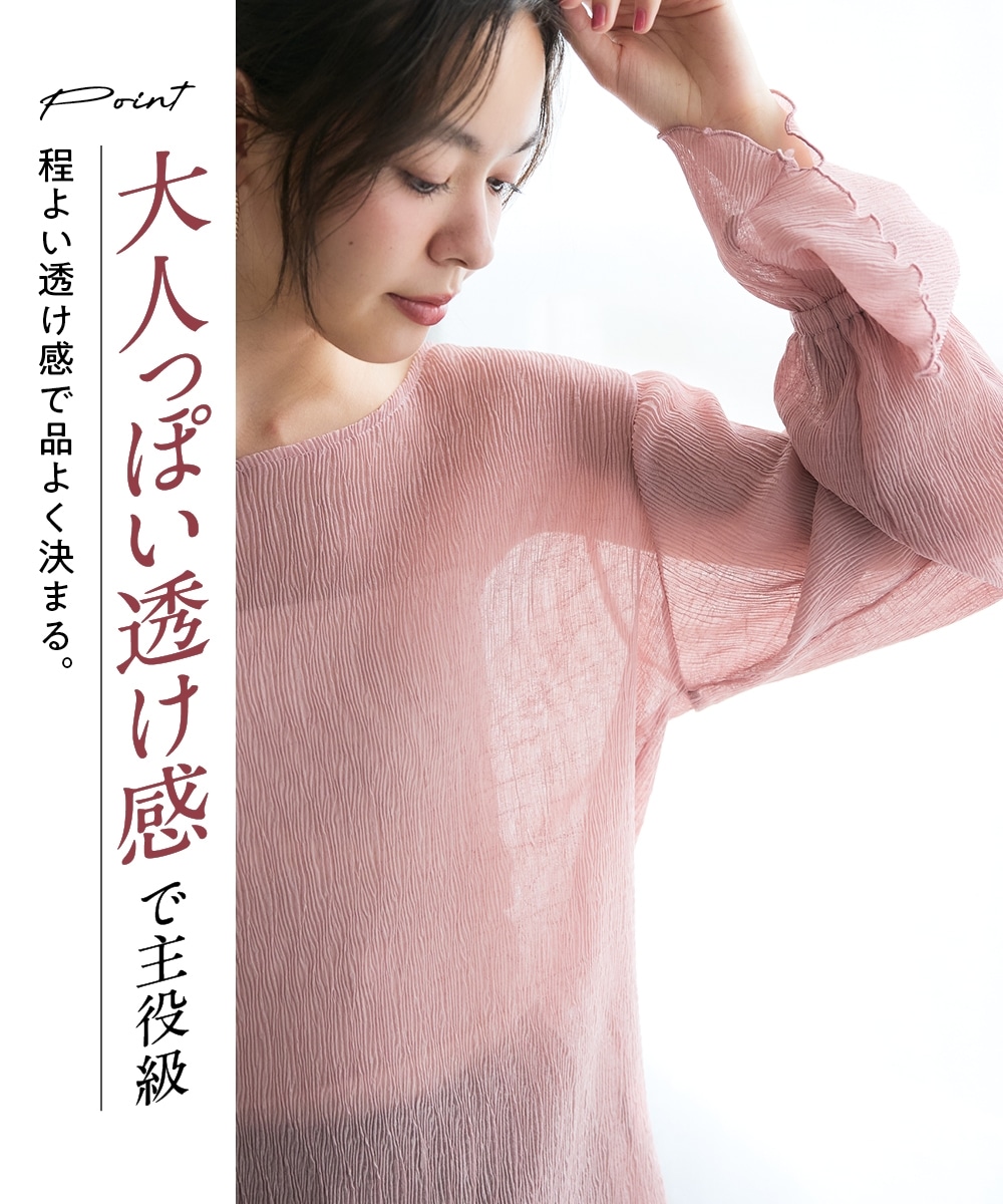 楊柳シアーシャーリングブラウス 大きいサイズ4