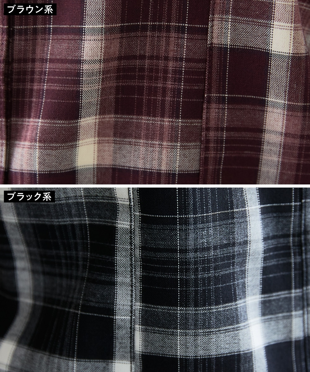 チェック柄シャーリングブラウス 大きいサイズ7