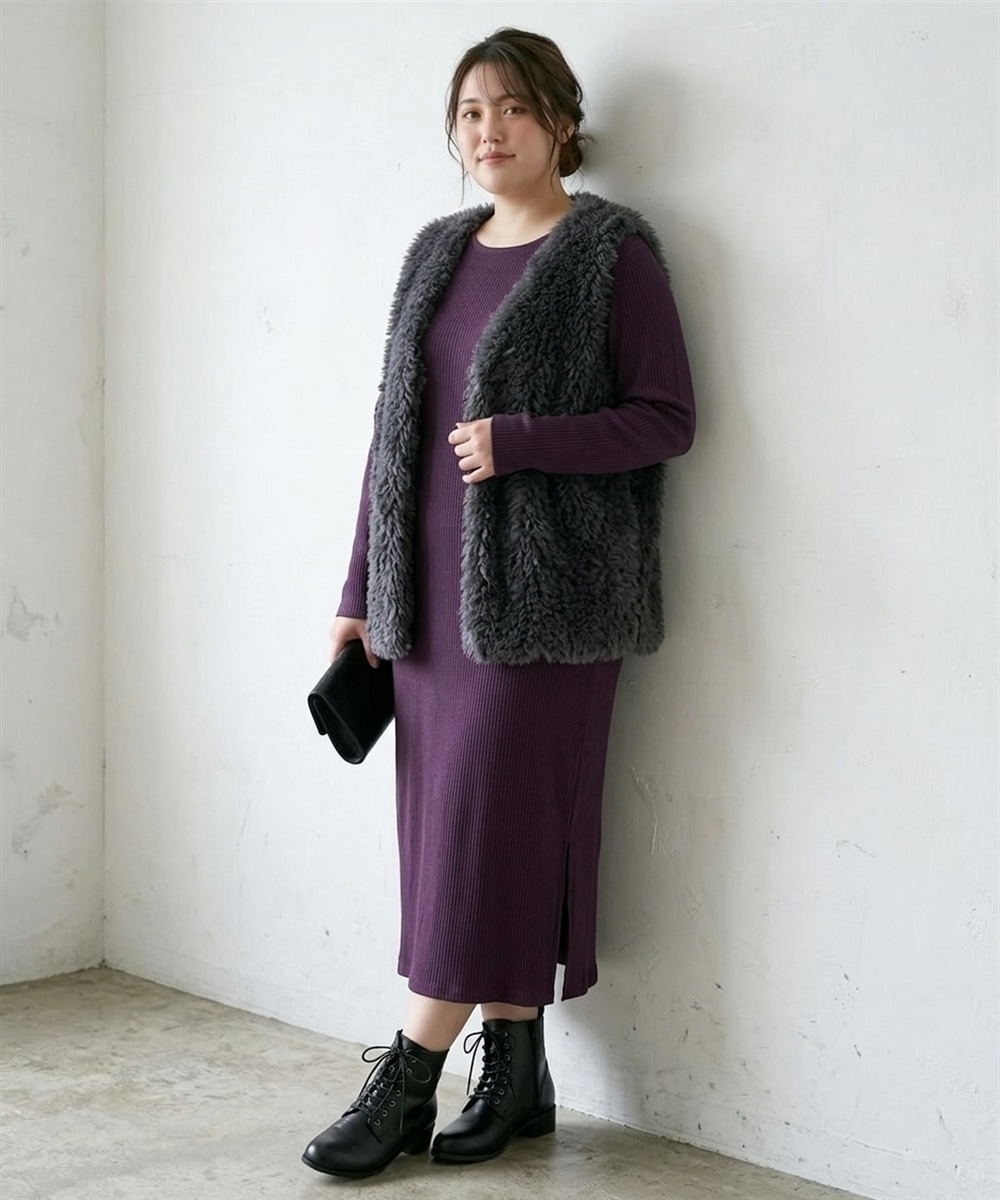 ロング丈カットソーワンピース 大きいサイズ24