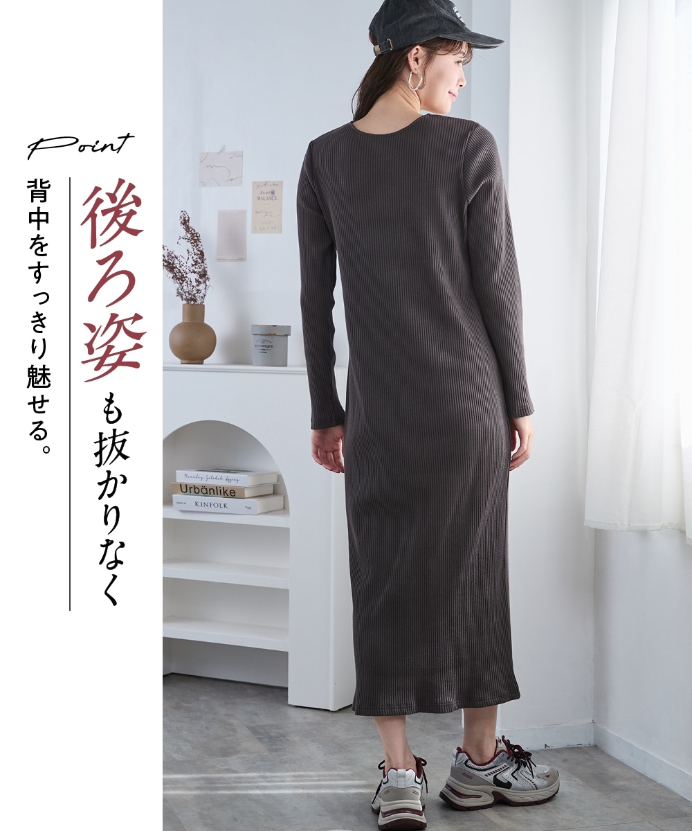 ロング丈カットソーワンピース 大きいサイズ3