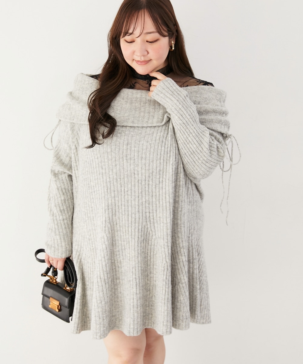 【らめちゃんコラボ】2Wayドロストニットワンピース 大きいサイズ29