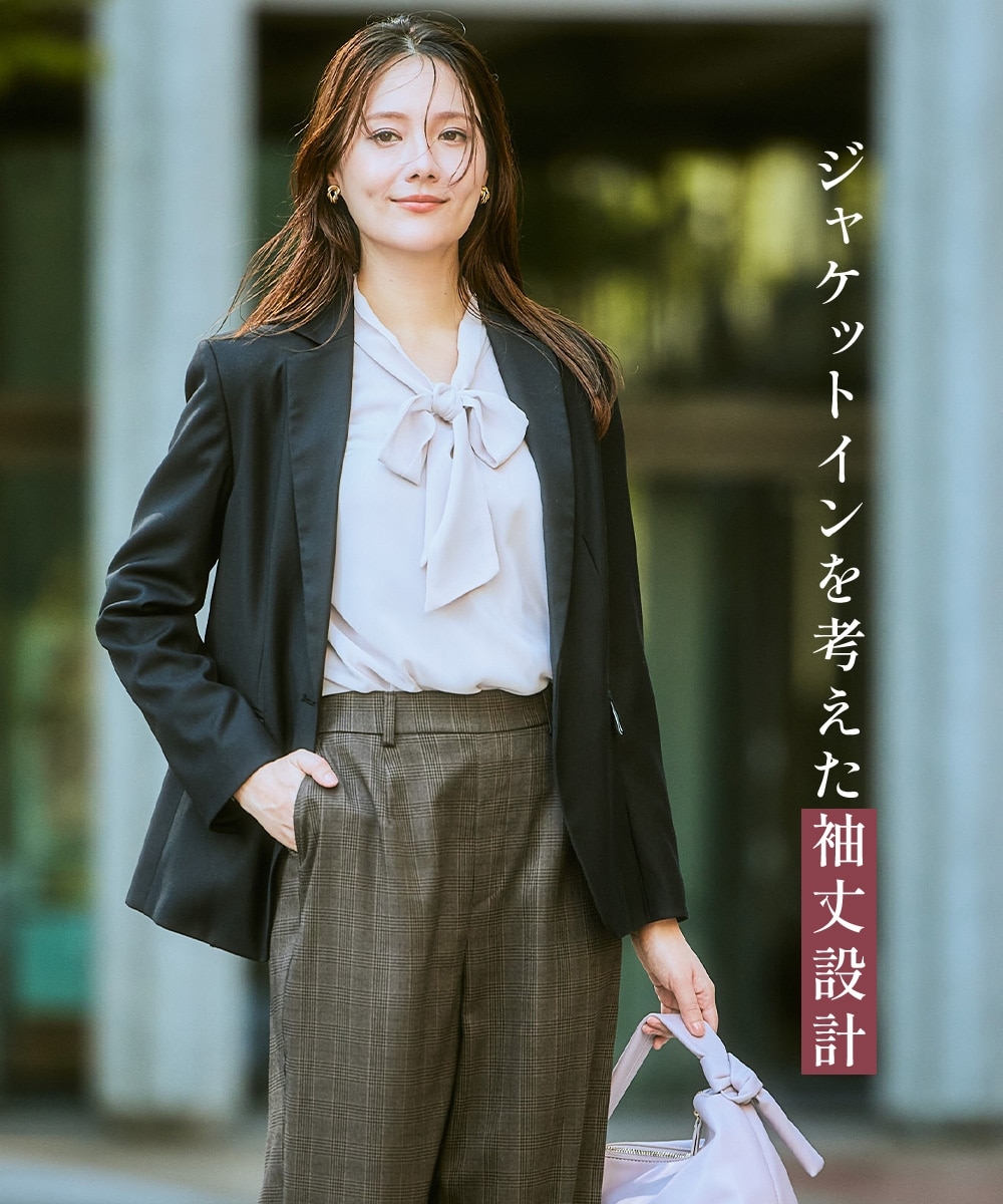 【あったか裏地付】リボンタイブラウス 大きいサイズ11