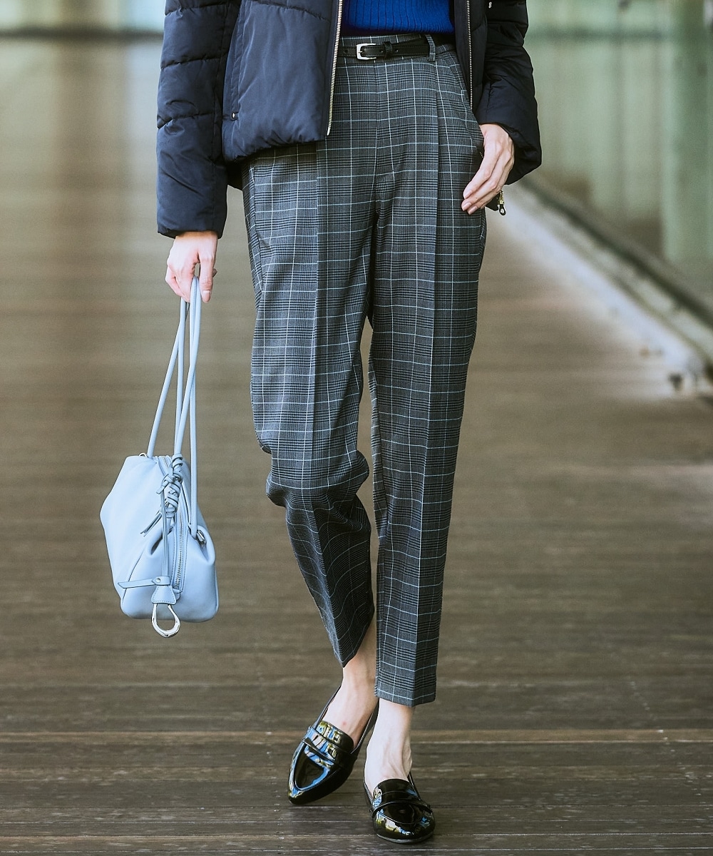 【あったか裏起毛】ウール調ストレッチテーパードパンツ（しわになりにくい・保温性） 大きいサイズ