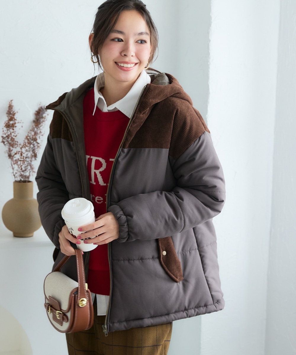 コーデュロイ切替中わたブルゾン 大きいサイズ