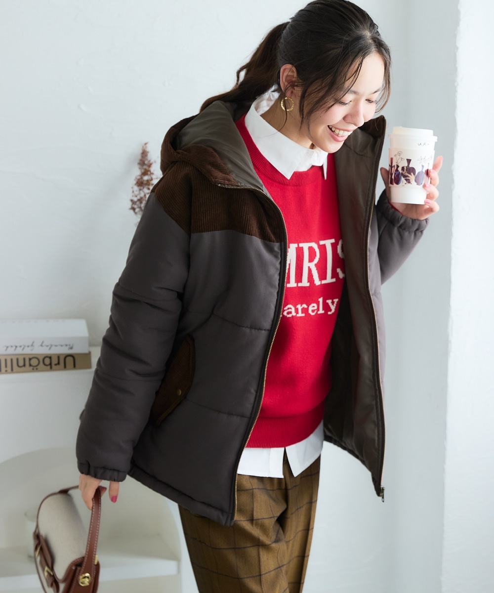 コーデュロイ切替中わたブルゾン 大きいサイズ13