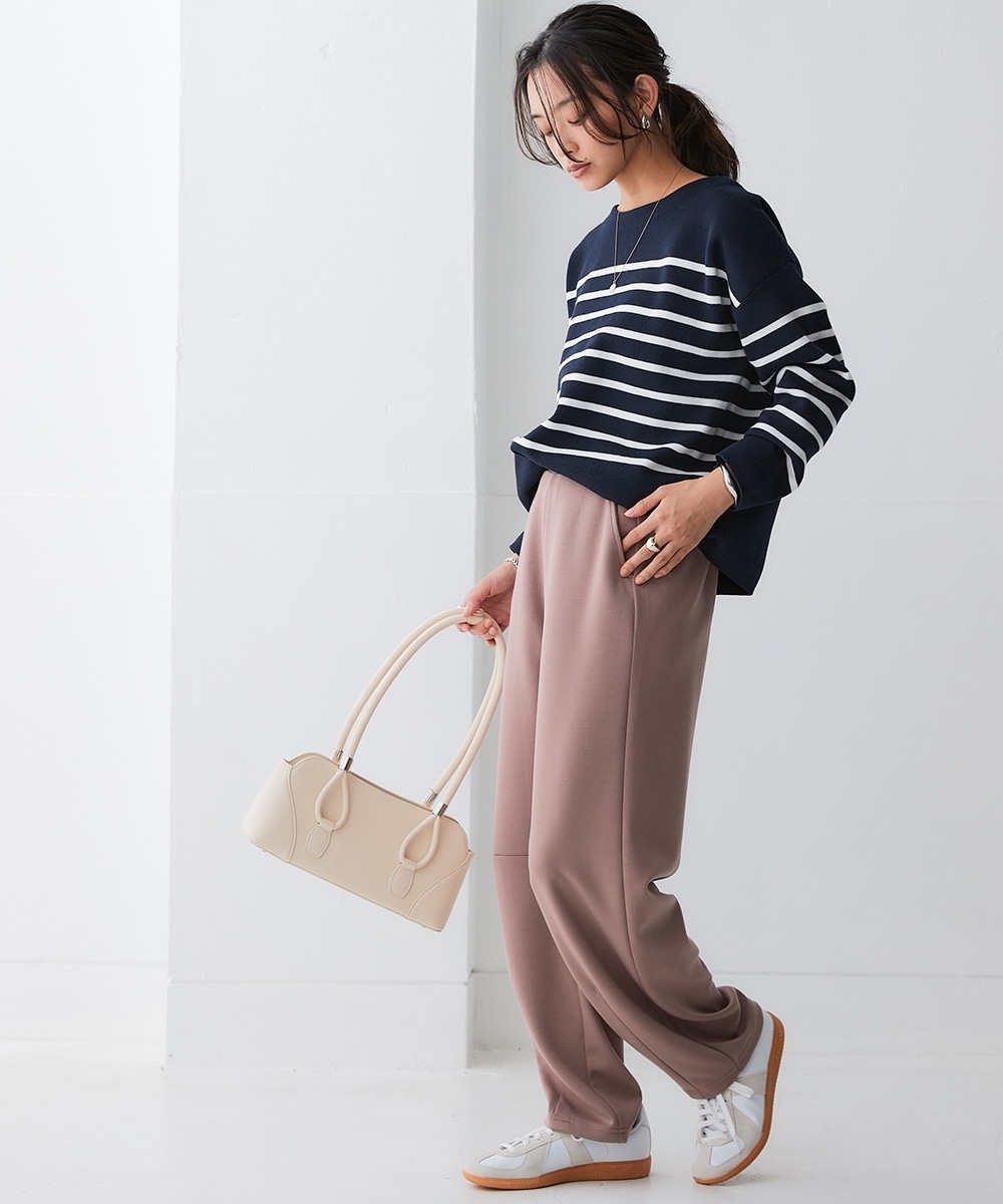 なめらかポンチ素材バレルレッグパンツ(セットアップ可能) 大きいサイズ21