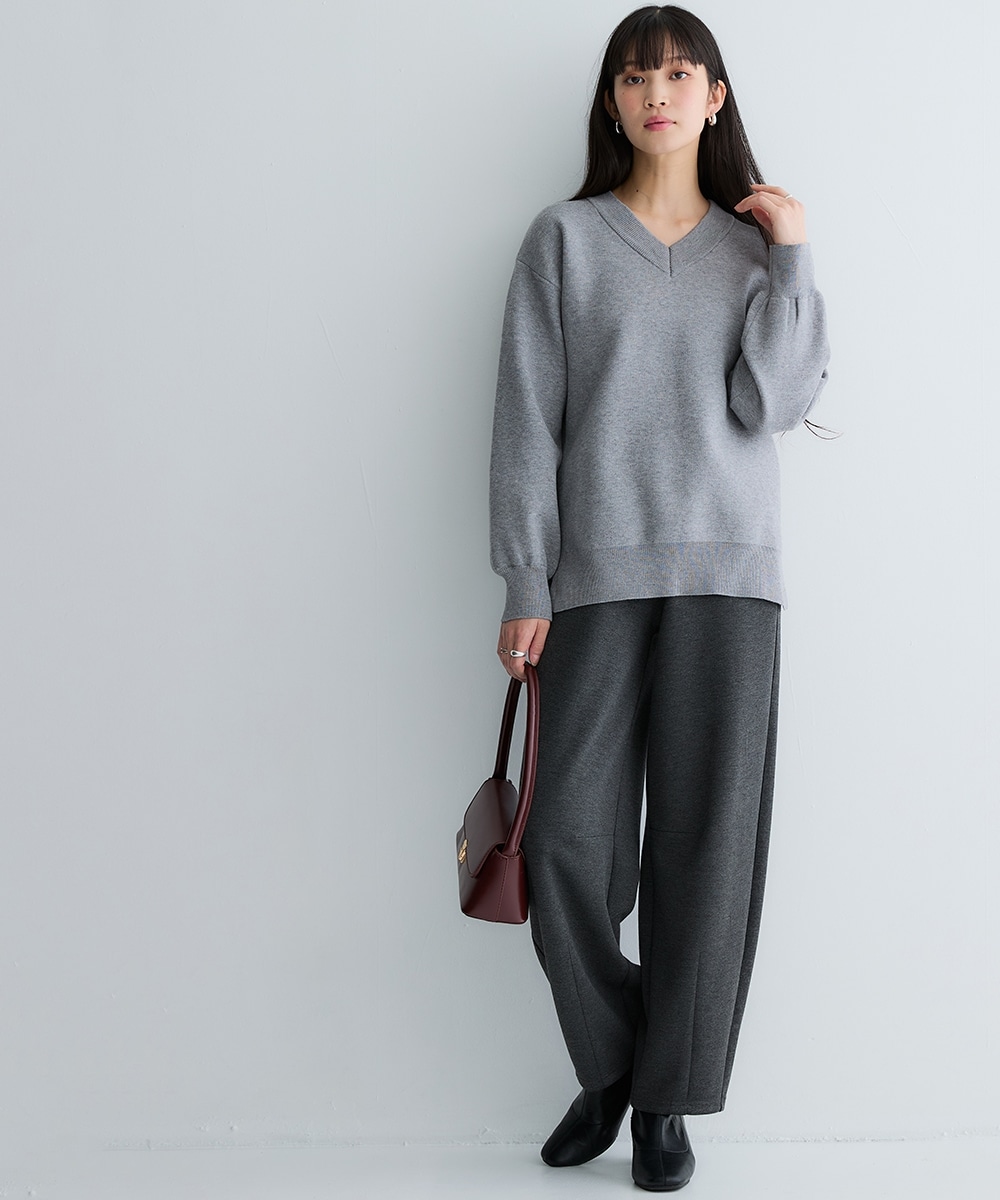 なめらかポンチ素材バレルレッグパンツ(セットアップ可能) 大きいサイズ23