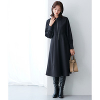 【あったか裏起毛】襟付きフロントジップタックワンピース（しわになりにくい・ストレッチ・保温性） 大きいサイズ