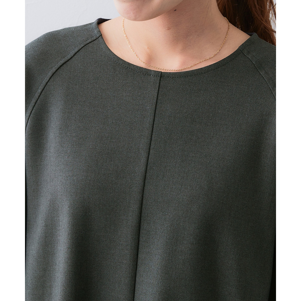 【あったか裏起毛】袖ゴールドボタンプルオーバーブラウス(しわになりにくい・ストレッチ・保温性) 大きいサイズ20