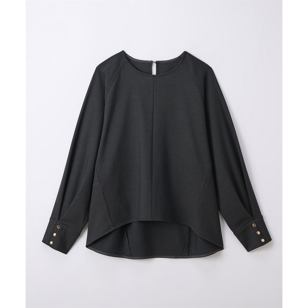 【あったか裏起毛】袖ゴールドボタンプルオーバーブラウス(しわになりにくい・ストレッチ・保温性) 大きいサイズ25