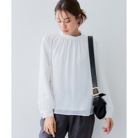 【あったか裏地付】ハイネックギャザーブラウス 大きいサイズ