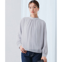 【あったか裏地付】ハイネックギャザーブラウス 大きいサイズ