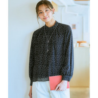 【あったか裏地付】ハイネックギャザーブラウス 大きいサイズ