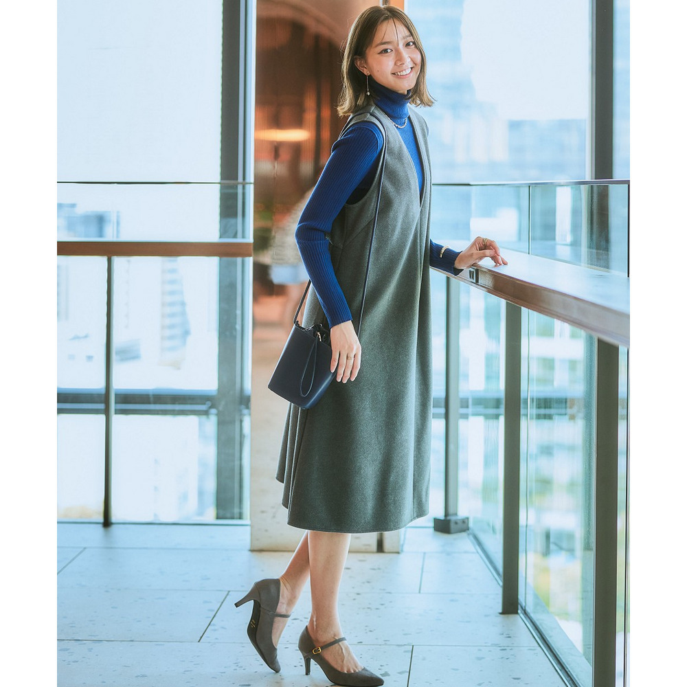 ウール調ふんわりジャージーフレアジャンパースカート(しわになりにくい・ウォッシャブル) 大きいサイズ11