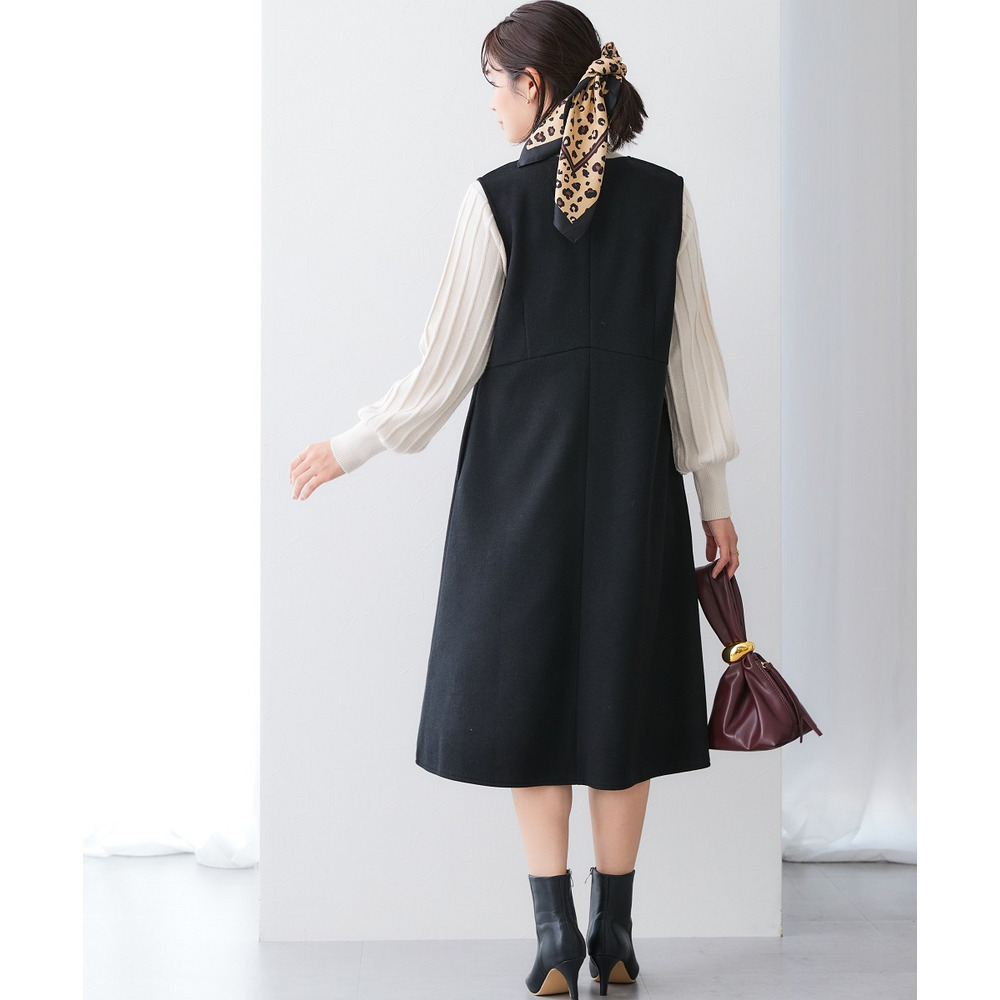 ウール調ふんわりジャージーフレアジャンパースカート(しわになりにくい・ウォッシャブル) 大きいサイズ13