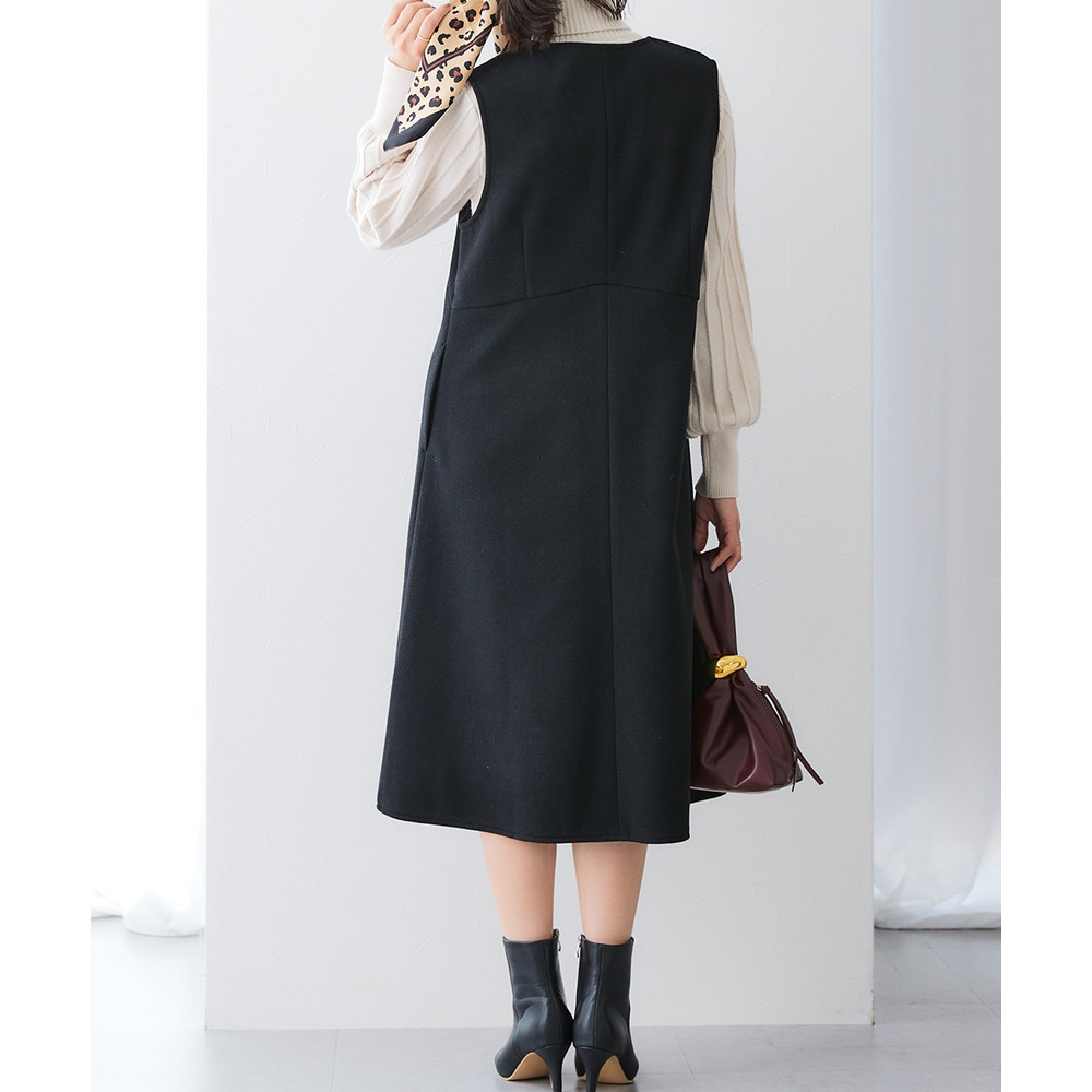 ウール調ふんわりジャージーフレアジャンパースカート(しわになりにくい・ウォッシャブル) 大きいサイズ16