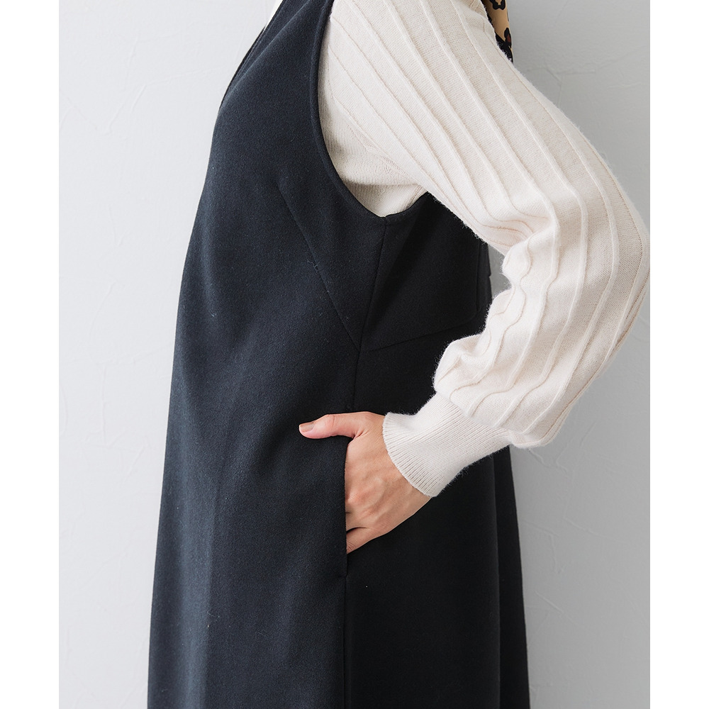 ウール調ふんわりジャージーフレアジャンパースカート(しわになりにくい・ウォッシャブル) 大きいサイズ18