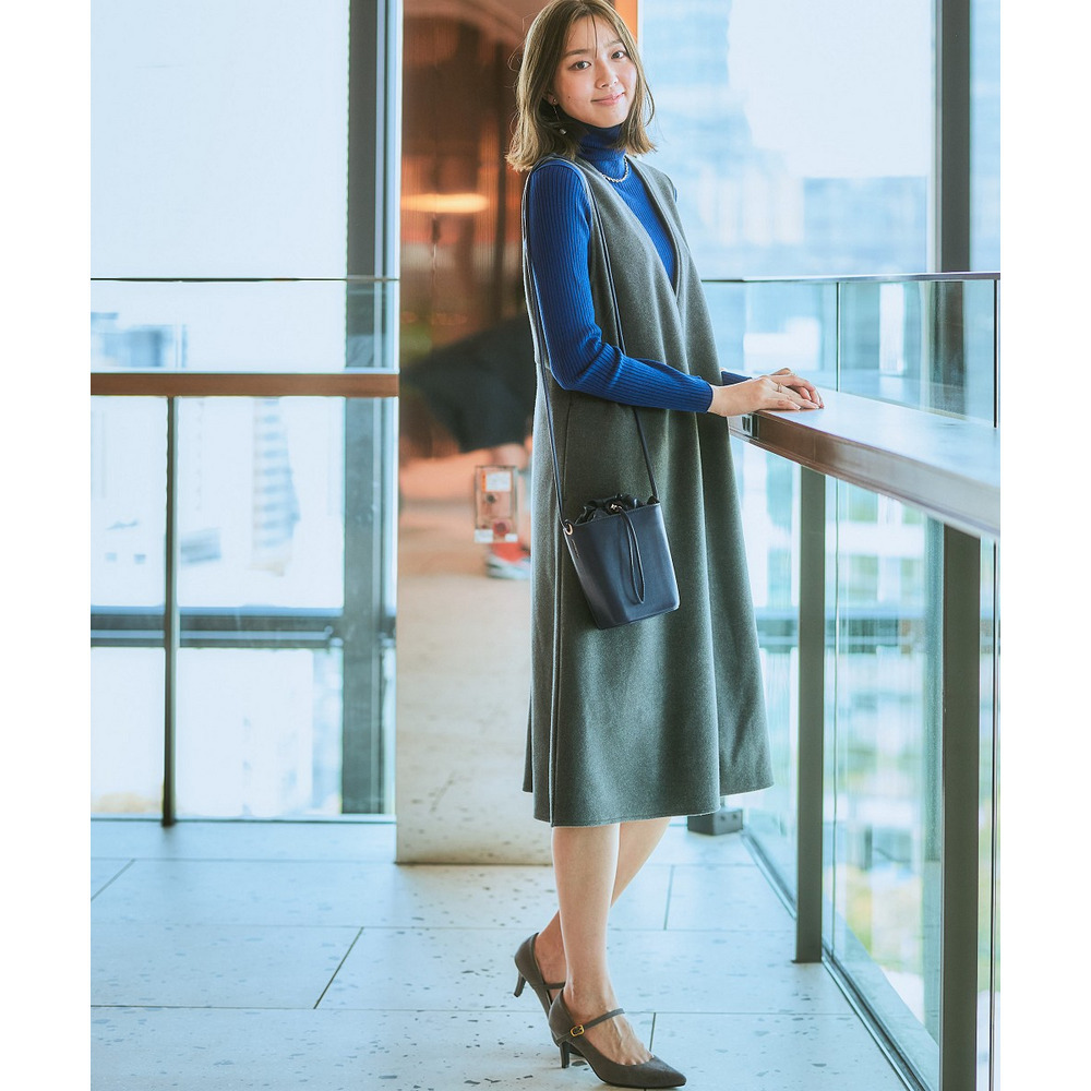 ウール調ふんわりジャージーフレアジャンパースカート(しわになりにくい・ウォッシャブル) 大きいサイズ9