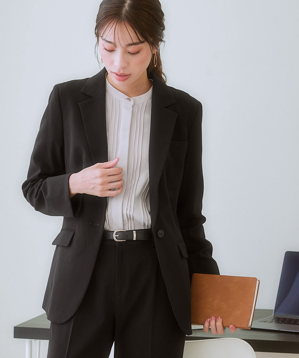 【レディーススーツ】タテヨコストレッチテーラードパンツスーツ（ジャケット＋ストレートパンツ）　トール丈 大きいサイズ