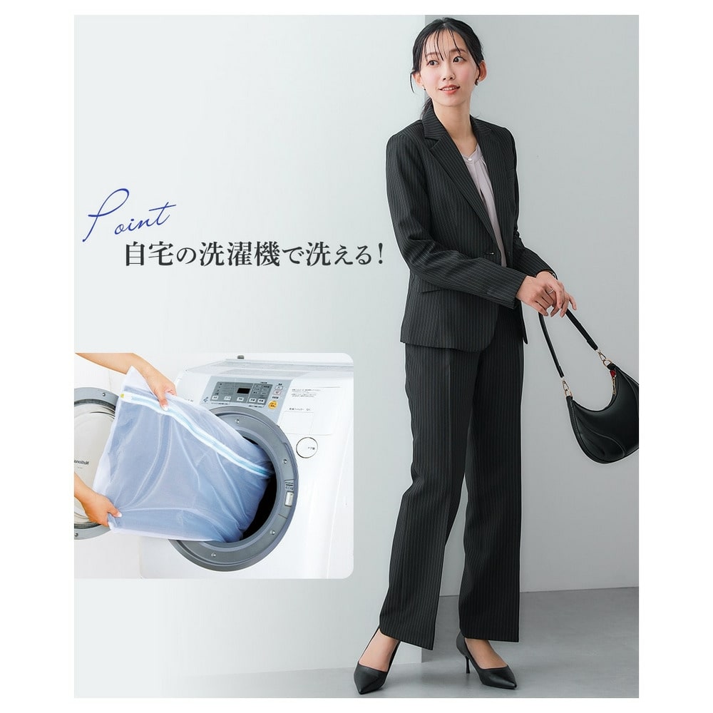 【レディーススーツ】テーラードジャケット2パンツスーツ(ジャケット+ブーツカットパンツ2本)(股下72cm) 大きいサイズ2