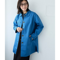 綿混ふわっと柔らかゆるシルエットステンカラーコート　大きいサイズ