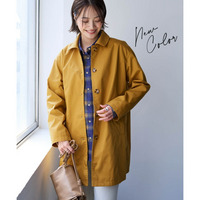 綿混ふわっと柔らかゆるシルエットステンカラーコート　大きいサイズ