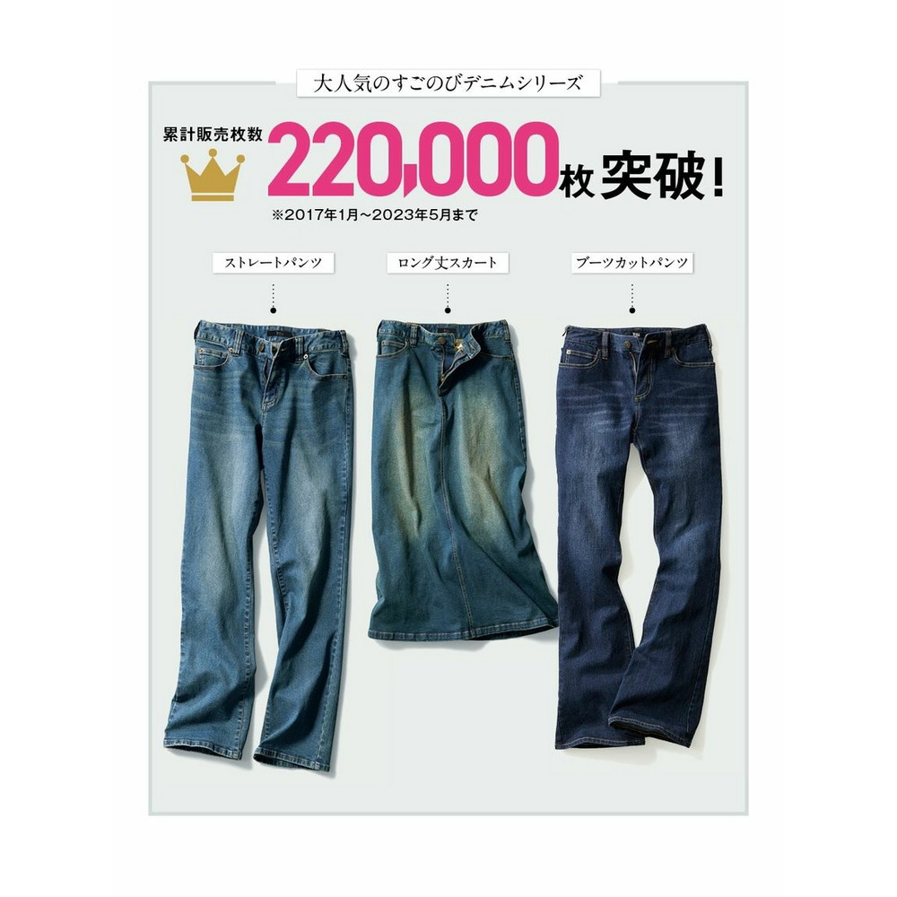 大きいサイズ　すごのびストレッチデニムスリムパンツ（ゆったり太もも）（股下68cm）12