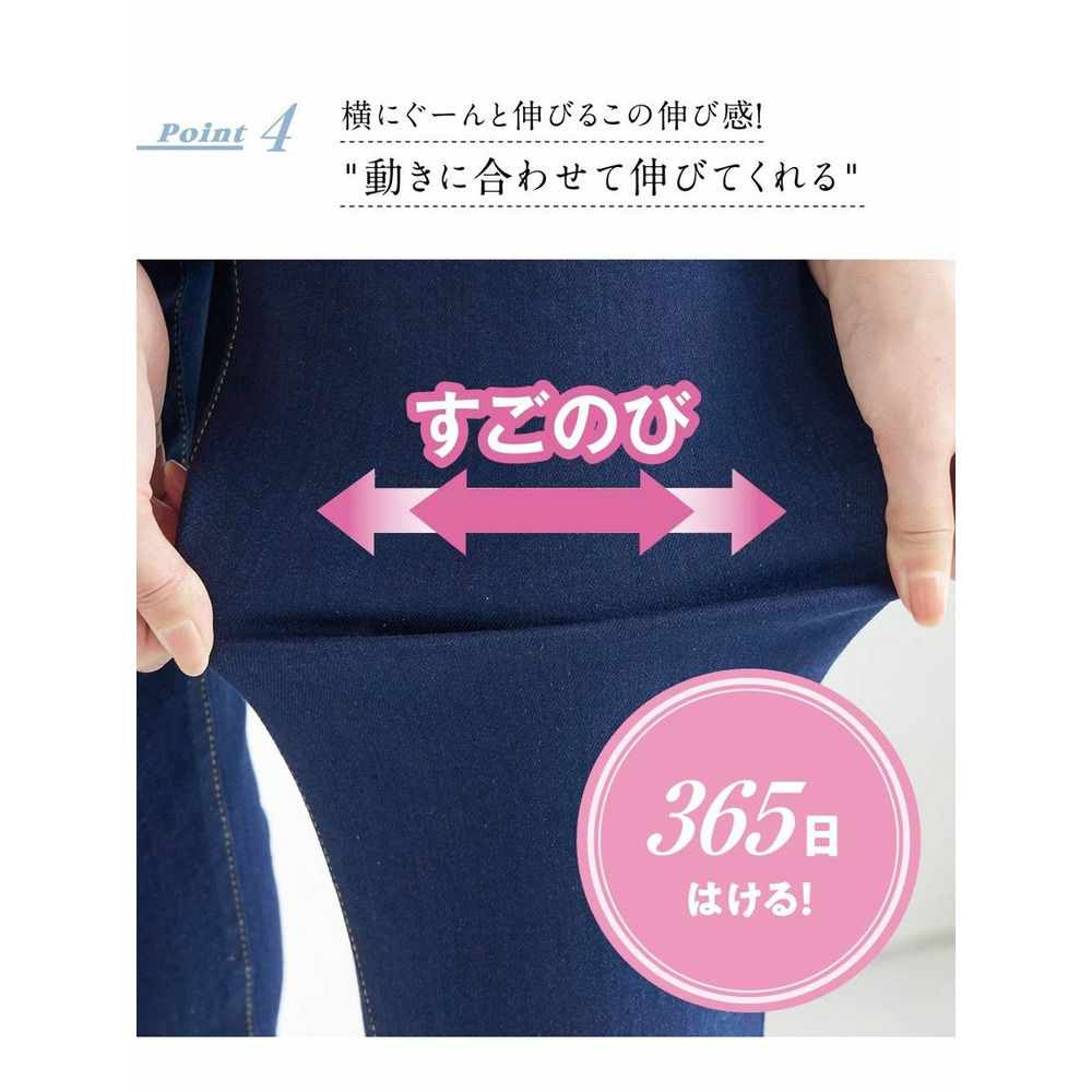 大きいサイズ　すごのびストレッチデニムスリムパンツ（ゆったり太もも）（股下68cm）7