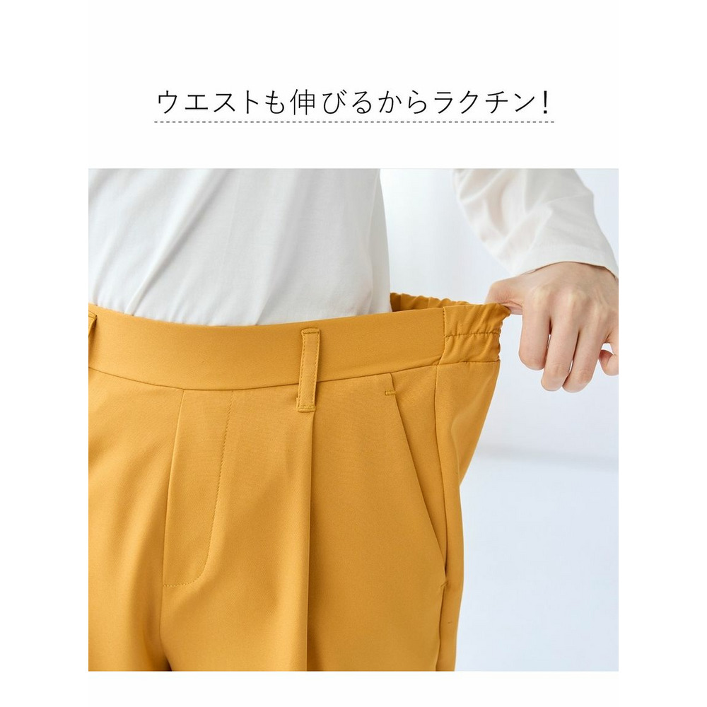 大きいサイズ　のびるとろみタックスリムテーパードパンツ（股下62cm）16