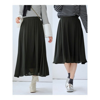 風なびくシフォンフレアスカート（ロング丈）　大きいサイズ