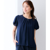 【カットソー裏地付】ジョーゼットフレアブラウス 大きいサイズ