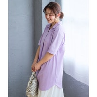 吸汗速乾・ＵＶカットカノコゆるシルエット5分袖ポロチュニック 大きいサイズ