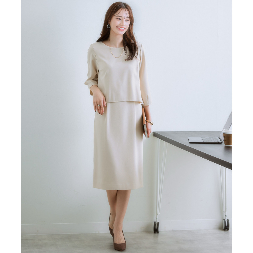 【レディーススーツ】セットアップ対応ワンピース(上下別売・すごく伸びる多機能変り織リスピィシリーズ) 大きいサイズ1