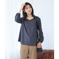 【しっとりしなやか素材】ストレッチシンプルTブラウス　大きいサイズ