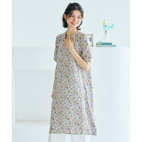 接触冷感うすカル柔らか5分袖バンドカラーワンピース 大きいサイズ