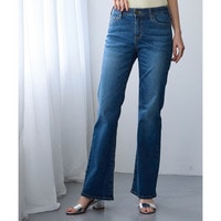 すごのびストレッチデニムブーツカットパンツ（ゆったり太もも）（股下68cm）　大きいサイズ