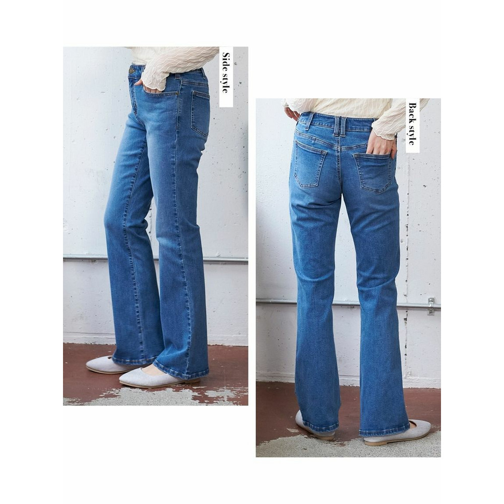 大きいサイズ すごのびストレッチデニムブーツカットパンツ（ゆったり太もも）（股下68cm）18