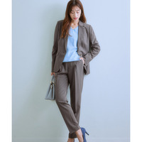 【レディーススーツ】パンツスーツ（テーラードジャケット＋9分丈テーパードパンツ）（タテヨコストレッチリスピィシリーズ）　大きいサイズ