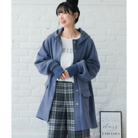 裏起毛リブ切替ビッグシルエットパーカーコート 大きいサイズ