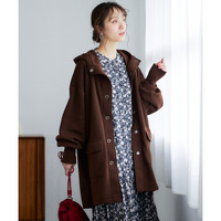 裏起毛リブ切替ビッグシルエットパーカーコート 大きいサイズ