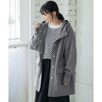 裏起毛リブ切替ビッグシルエットパーカーコート 大きいサイズ