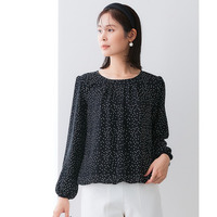 大きいサイズ 【あったか裏地付】シフォン前タックブラウス