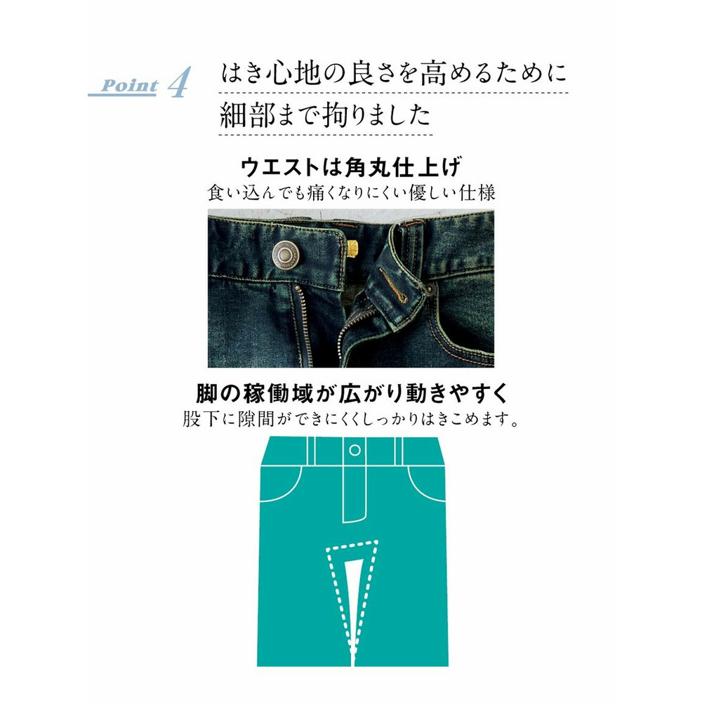 大きいサイズ すごのびストレッチデニムストレートパンツ（もっともっとゆったり太もも）（股下78cm）11