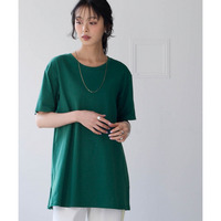 綿100％汗染みしにくい5分袖チュニックTシャツ 大きいサイズ