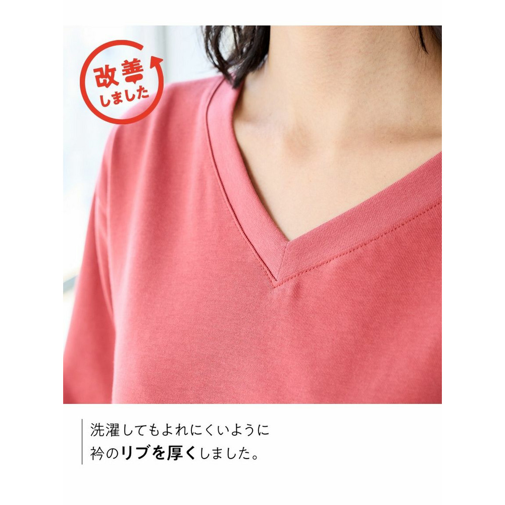 大きいサイズ 綿100％汗染みしにくいVネック5分袖Ｔシャツ4