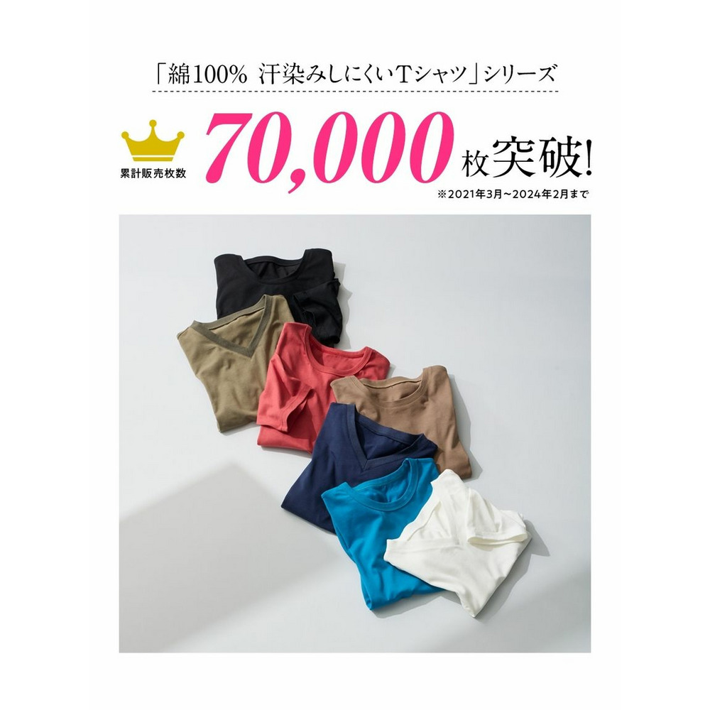 大きいサイズ 綿100％汗染みしにくいVネック5分袖Ｔシャツ6