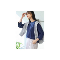 綿100％汗染みしにくいクルーネック7分袖Ｔシャツ　大きいサイズ